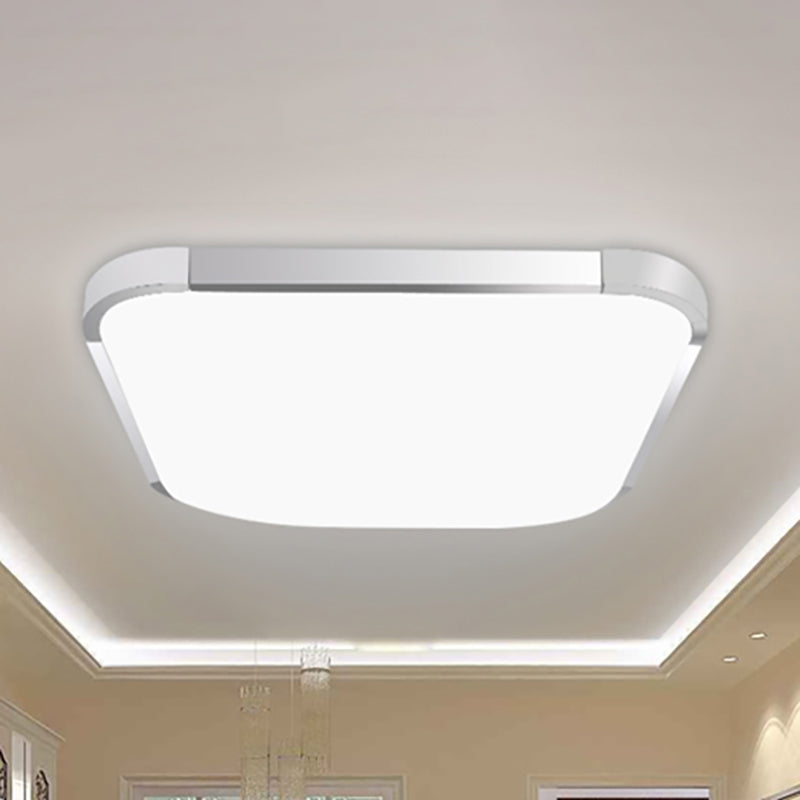 Flat Panel Flush Ceiling Light with Acrylic Diffuser Simple Style White/Silver LED Ceiling Fixture for Living Room in White, 21"/25.5"/36.5" W Clearhalo 'Ceiling Lights' 'Close To Ceiling Lights' 'Close to ceiling' 'Flush mount' Lighting' 236540