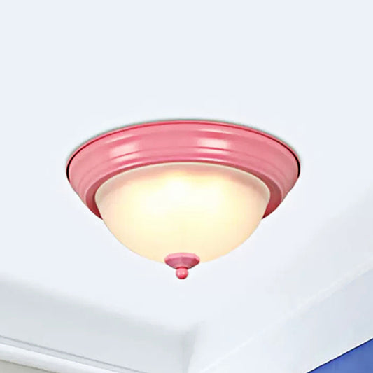 Hallway Bathroom Bowl Flush Mount Light Milk Glass Macaron Loft Ceiling Light Pink Clearhalo 'Ceiling Lights' 'Close To Ceiling Lights' 'Close to ceiling' 'Flush mount' Lighting' 236587