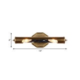 2 Bulbs Bedroom Wall Light Sconce with Tube Metallic Shade Brass Finish Vanity Lighting Fixture, 14"/18" W Clearhalo 'Cast Iron' 'Glass' 'Industrial' 'Modern wall lights' 'Modern' 'Tiffany' 'Traditional wall lights' 'Vanity Lights' 'Wall Lights' Lighting' 236592