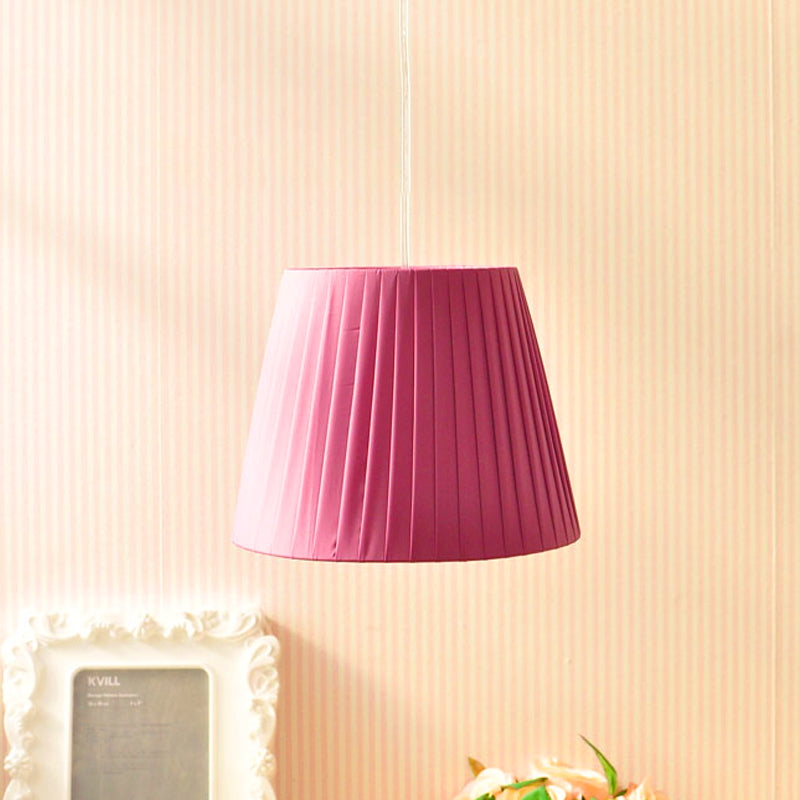 1 Light Fold Bucket Pendant Light Nordic Style Fabric Hanging Lamp for Hotel Bedroom Red Clearhalo 'Ceiling Lights' 'Pendant Lights' 'Pendants' Lighting' 236597_78df6d94-f1b5-4adb-8e5c-32c1e2011c74