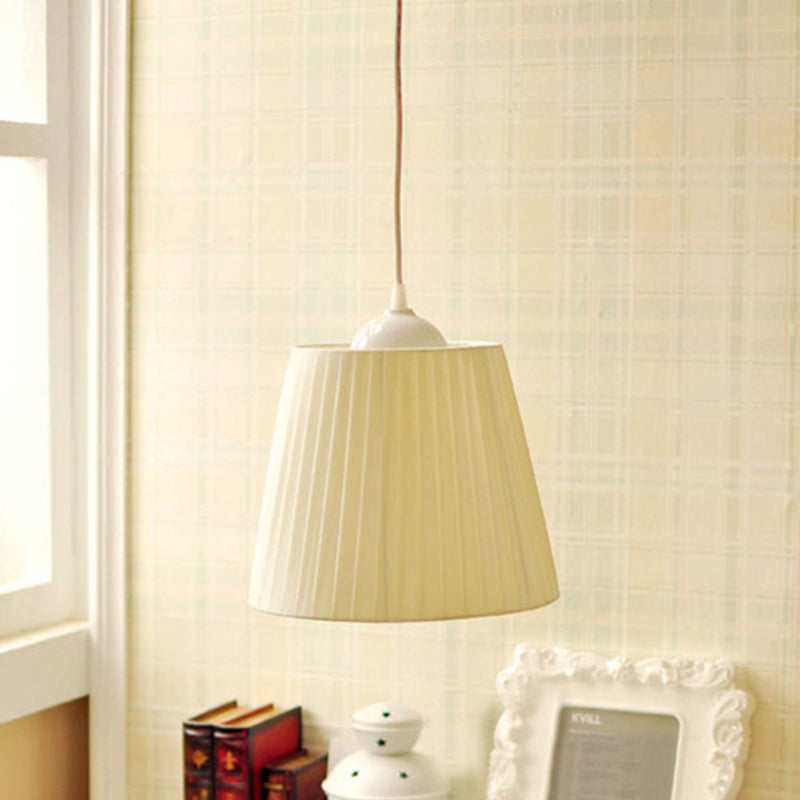 1 Light Fold Bucket Pendant Light Nordic Style Fabric Hanging Lamp for Hotel Bedroom Clearhalo 'Ceiling Lights' 'Pendant Lights' 'Pendants' Lighting' 236598