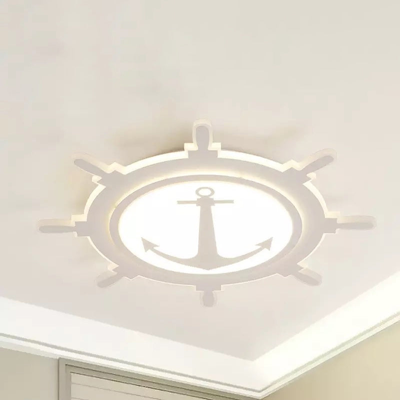 Contemporary White LED Flush Mount Light Rudder Acrylic Ceiling Light with Anchor for Kindergarten White Clearhalo 'Ceiling Lights' 'Close To Ceiling Lights' 'Close to ceiling' 'Flush mount' Lighting' 236606