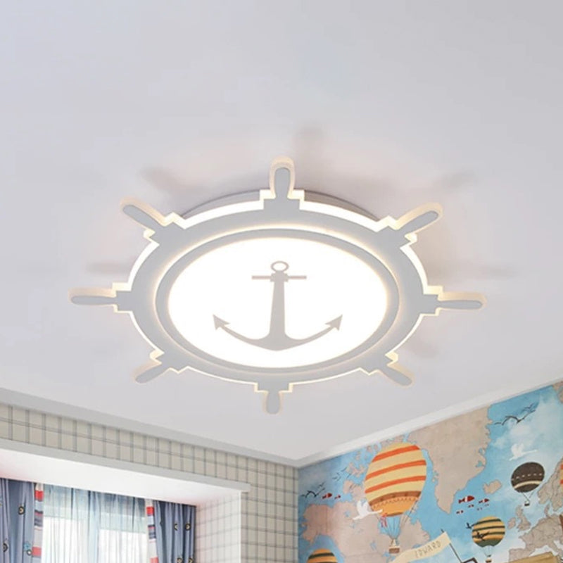 Contemporary White LED Flush Mount Light Rudder Acrylic Ceiling Light with Anchor for Kindergarten Clearhalo 'Ceiling Lights' 'Close To Ceiling Lights' 'Close to ceiling' 'Flush mount' Lighting' 236607