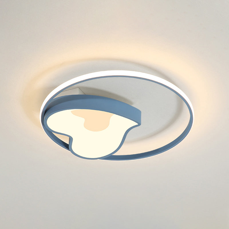 Acrylic Ring & Heart Ceiling Lamp Kid Bedroom Macaron Loft Flush Ceiling Light in Blue Clearhalo 'Ceiling Lights' 'Close To Ceiling Lights' 'Close to ceiling' Lighting' 236611