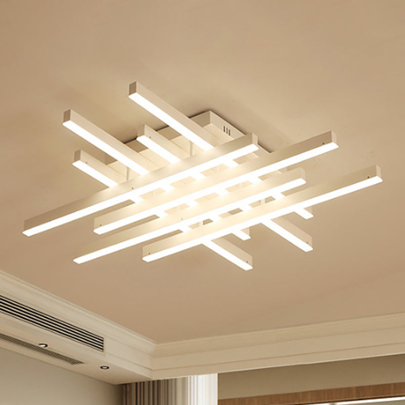 31"/39" Wide LED Living Room Flushmount Lighting with Traverse Acrylic Shade White Flush Mount Lamp in Warm/White Light Clearhalo 'Ceiling Lights' 'Close To Ceiling Lights' 'Close to ceiling' 'Semi-flushmount' Lighting' 236636