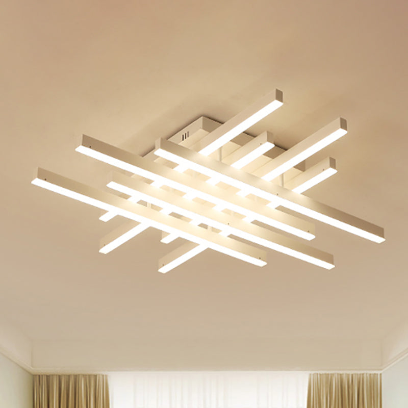 31"/39" Wide LED Living Room Flushmount Lighting with Traverse Acrylic Shade White Flush Mount Lamp in Warm/White Light Clearhalo 'Ceiling Lights' 'Close To Ceiling Lights' 'Close to ceiling' 'Semi-flushmount' Lighting' 236637