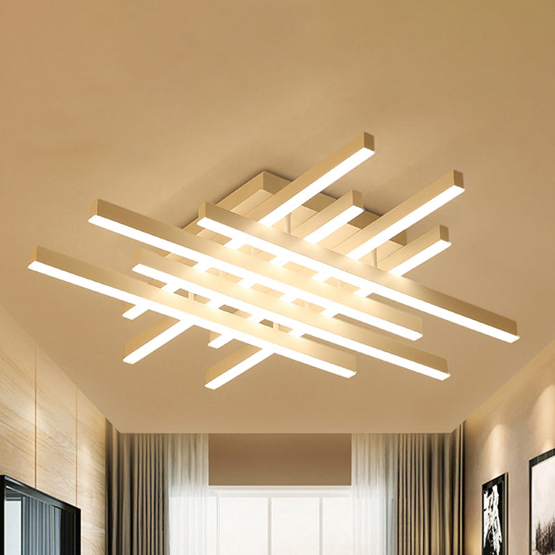 31"/39" Wide LED Living Room Flushmount Lighting with Traverse Acrylic Shade White Flush Mount Lamp in Warm/White Light Clearhalo 'Ceiling Lights' 'Close To Ceiling Lights' 'Close to ceiling' 'Semi-flushmount' Lighting' 236638