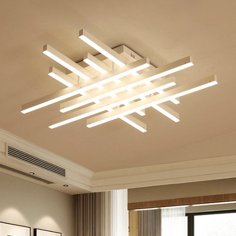 31"/39" Wide LED Living Room Flushmount Lighting with Traverse Acrylic Shade White Flush Mount Lamp in Warm/White Light Clearhalo 'Ceiling Lights' 'Close To Ceiling Lights' 'Close to ceiling' 'Semi-flushmount' Lighting' 236639