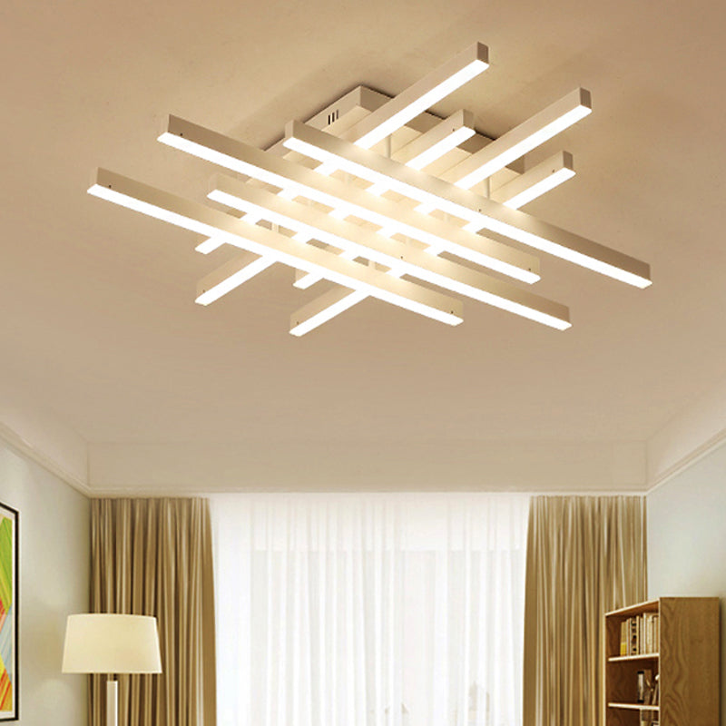 31"/39" Wide LED Living Room Flushmount Lighting with Traverse Acrylic Shade White Flush Mount Lamp in Warm/White Light Clearhalo 'Ceiling Lights' 'Close To Ceiling Lights' 'Close to ceiling' 'Semi-flushmount' Lighting' 236640