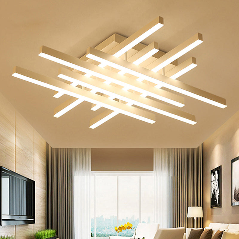 31"/39" Wide LED Living Room Flushmount Lighting with Traverse Acrylic Shade White Flush Mount Lamp in Warm/White Light White Clearhalo 'Ceiling Lights' 'Close To Ceiling Lights' 'Close to ceiling' 'Semi-flushmount' Lighting' 236641