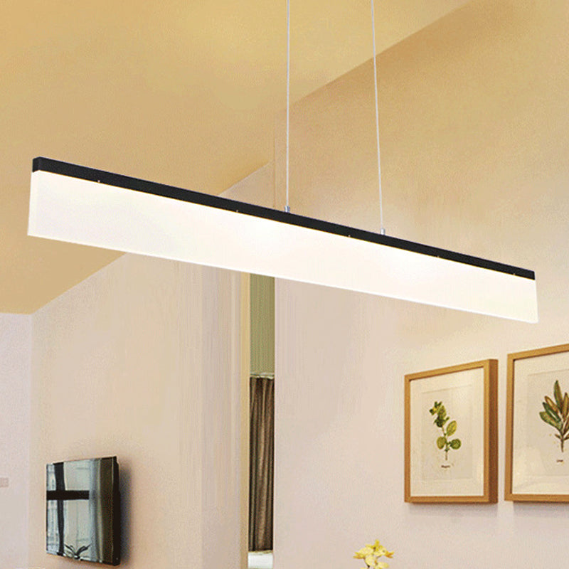 LED Office Pendant Light with Linear Acrylic Shade Black/Gold Ceiling Lamp over Table in Warm/White/Natural Light, 39"/47" Wide Black Warm Clearhalo 'Ceiling Lights' 'Modern Pendants' 'Modern' 'Pendant Lights' 'Pendants' Lighting' 236686