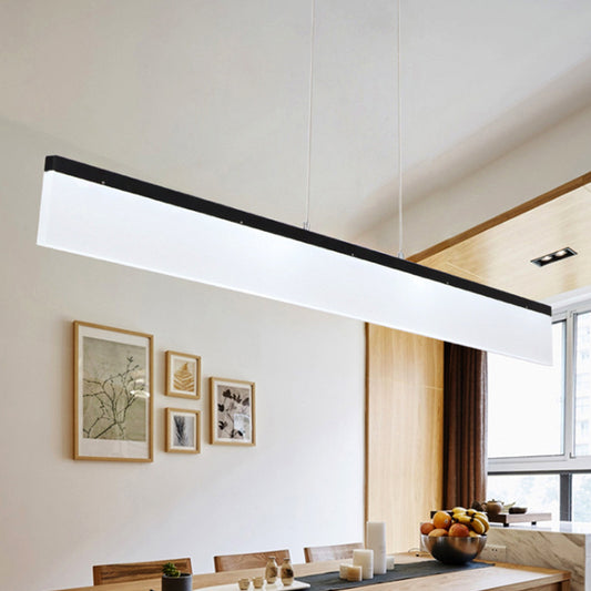 LED Office Pendant Light with Linear Acrylic Shade Black/Gold Ceiling Lamp over Table in Warm/White/Natural Light, 39"/47" Wide Black Clearhalo 'Ceiling Lights' 'Modern Pendants' 'Modern' 'Pendant Lights' 'Pendants' Lighting' 236687