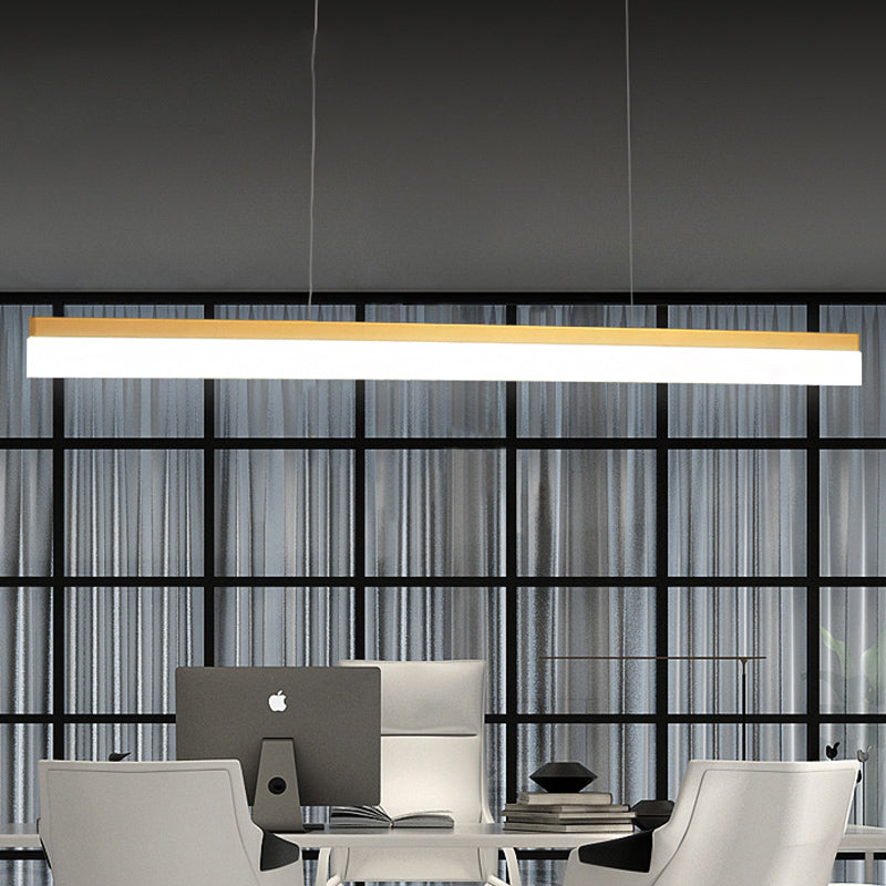 LED Office Pendant Light with Linear Acrylic Shade Black/Gold Ceiling Lamp over Table in Warm/White/Natural Light, 39"/47" Wide Gold Clearhalo 'Ceiling Lights' 'Modern Pendants' 'Modern' 'Pendant Lights' 'Pendants' Lighting' 236689