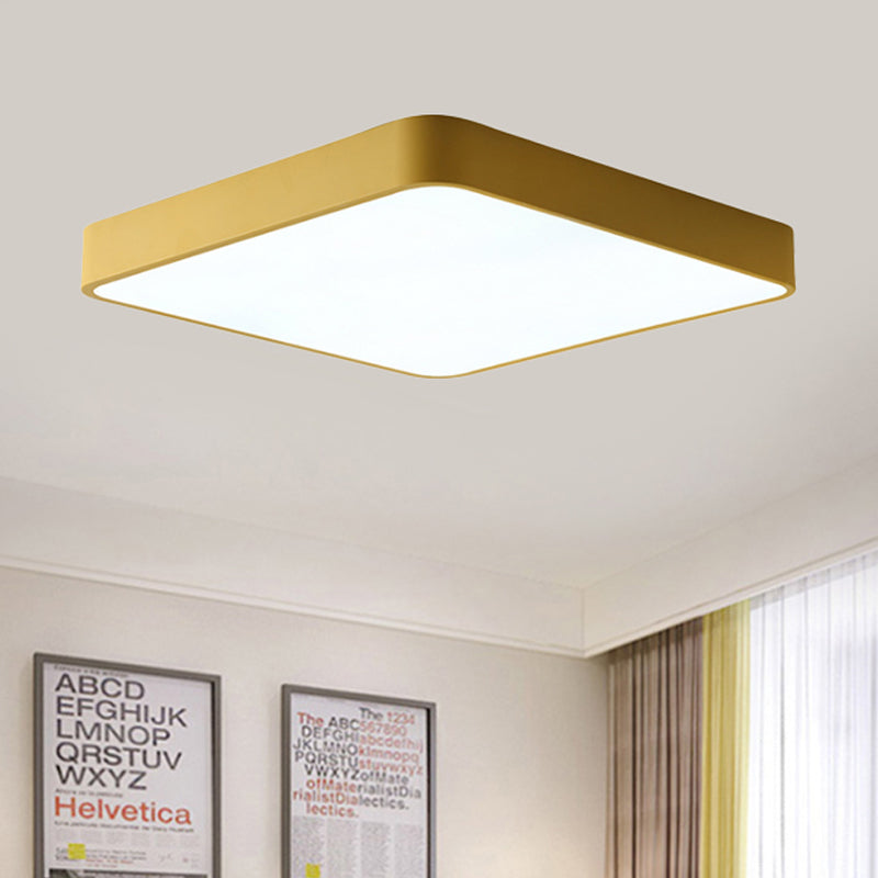 16"/19.5"/23.5" Wide Square Ceiling Fixture Modern Metal Yellow/Green LED Flush Mount Lamp in White/Warm Yellow Clearhalo 'Ceiling Lights' 'Close To Ceiling Lights' 'Close to ceiling' 'Flush mount' Lighting' 236739