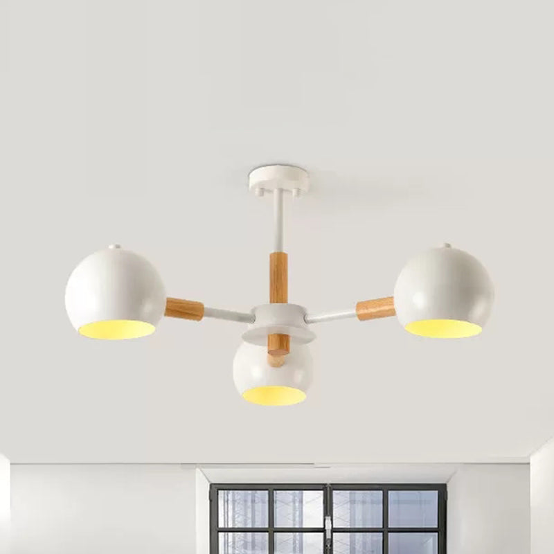 Metal Spherical Shade Chandelier Three Light Nordic Style Pendant Lamp for Kid Bedroom Clearhalo 'Ceiling Lights' 'Chandeliers' Lighting' options 236759