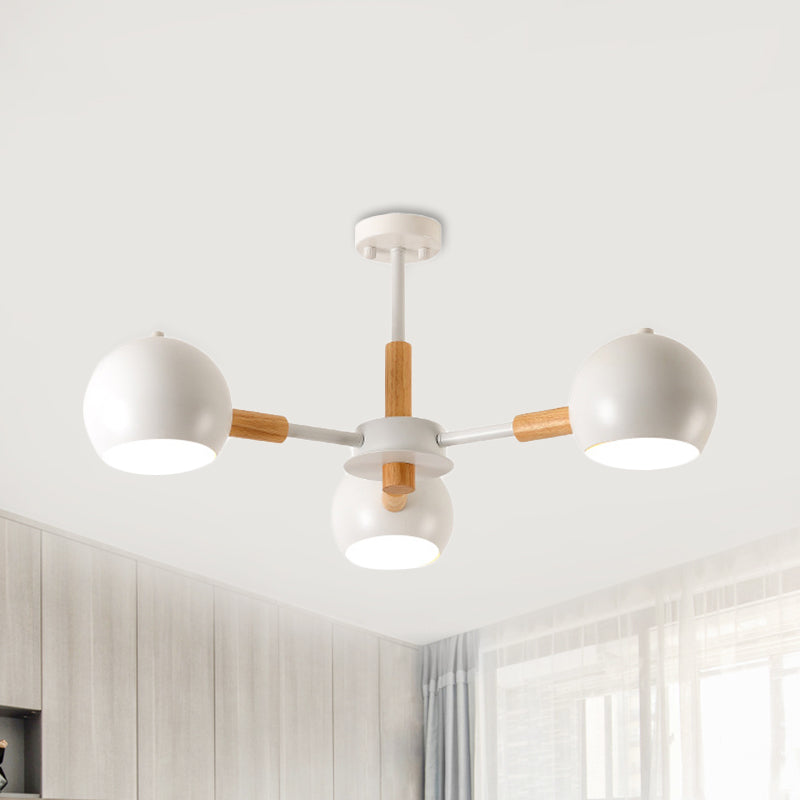 Metal Spherical Shade Chandelier Three Light Nordic Style Pendant Lamp for Kid Bedroom Clearhalo 'Ceiling Lights' 'Chandeliers' Lighting' options 236760