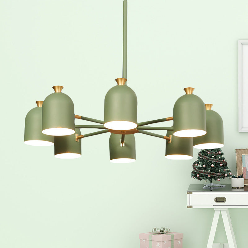 Rotatable Macaron Style Hanging Light Cup Shade 8 Lights Metal Chandelier for Dining Room Clearhalo 'Ceiling Lights' 'Chandeliers' Lighting' options 236772