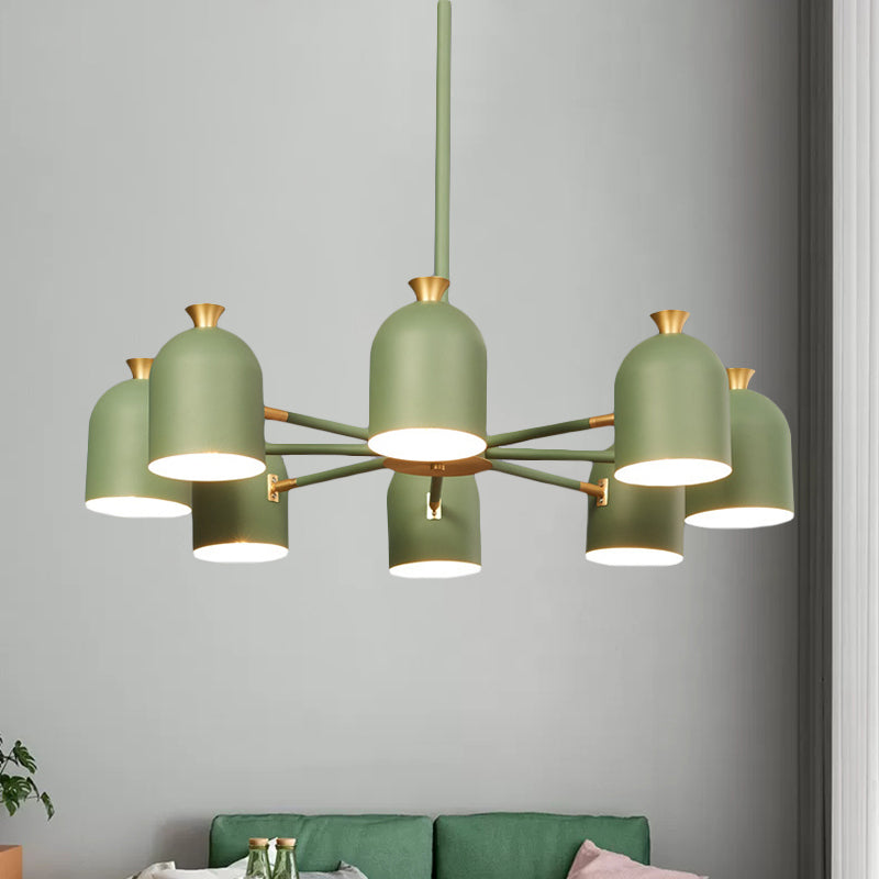Rotatable Macaron Style Hanging Light Cup Shade 8 Lights Metal Chandelier for Dining Room Clearhalo 'Ceiling Lights' 'Chandeliers' Lighting' options 236773