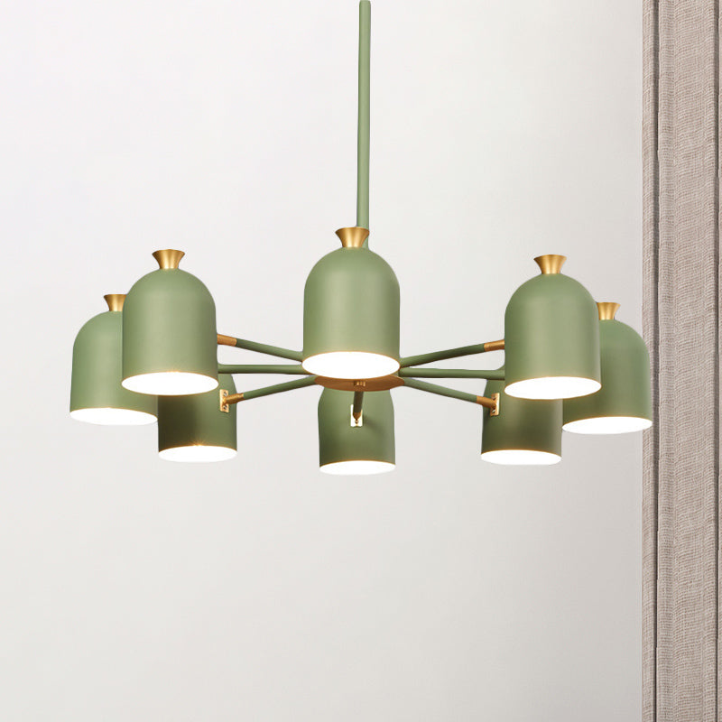 Rotatable Macaron Style Hanging Light Cup Shade 8 Lights Metal Chandelier for Dining Room Clearhalo 'Ceiling Lights' 'Chandeliers' Lighting' options 236775
