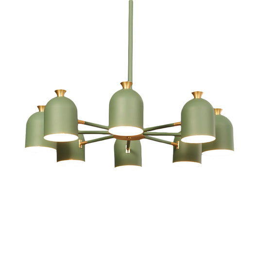 Rotatable Macaron Style Hanging Light Cup Shade 8 Lights Metal Chandelier for Dining Room Clearhalo 'Ceiling Lights' 'Chandeliers' Lighting' options 236776