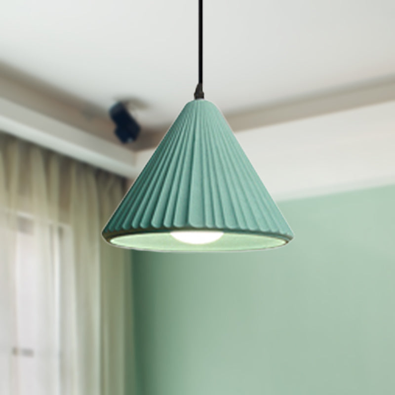 One Light Fluted Cone Pendant Lamp Modern Cement Ceiling Pendant for Office Kitchen Clearhalo 'Ceiling Lights' 'Modern Pendants' 'Modern' 'Pendant Lights' 'Pendants' Lighting' 236778