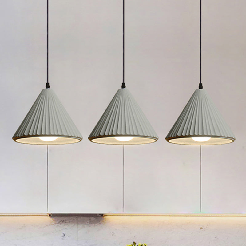 One Light Fluted Cone Pendant Lamp Modern Cement Ceiling Pendant for Office Kitchen Clearhalo 'Ceiling Lights' 'Modern Pendants' 'Modern' 'Pendant Lights' 'Pendants' Lighting' 236779