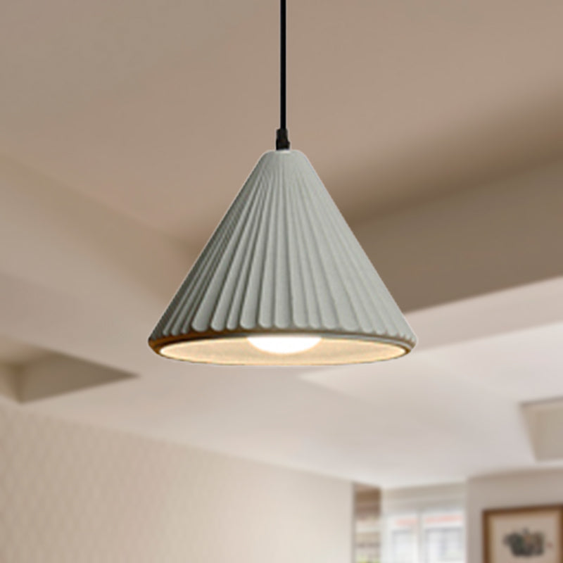 One Light Fluted Cone Pendant Lamp Modern Cement Ceiling Pendant for Office Kitchen Clearhalo 'Ceiling Lights' 'Modern Pendants' 'Modern' 'Pendant Lights' 'Pendants' Lighting' 236780