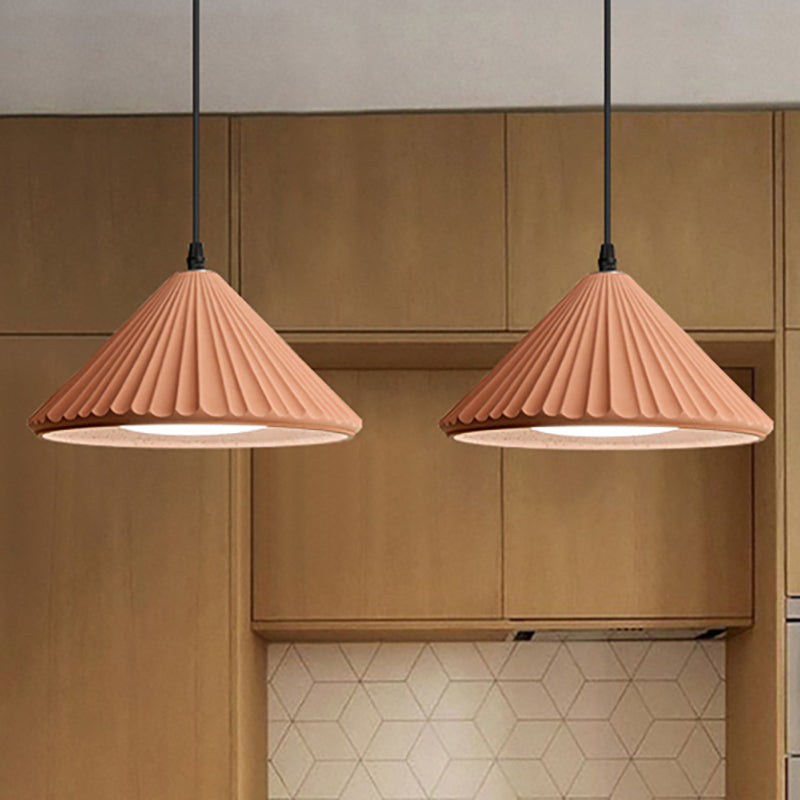 One Light Fluted Cone Pendant Lamp Modern Cement Ceiling Pendant for Office Kitchen Clearhalo 'Ceiling Lights' 'Modern Pendants' 'Modern' 'Pendant Lights' 'Pendants' Lighting' 236781