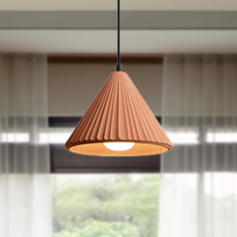 One Light Fluted Cone Pendant Lamp Modern Cement Ceiling Pendant for Office Kitchen Clearhalo 'Ceiling Lights' 'Modern Pendants' 'Modern' 'Pendant Lights' 'Pendants' Lighting' 236782