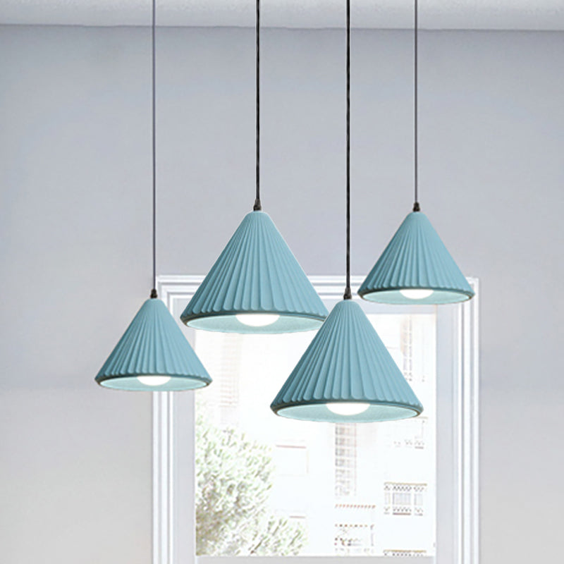 One Light Fluted Cone Pendant Lamp Modern Cement Ceiling Pendant for Office Kitchen Clearhalo 'Ceiling Lights' 'Modern Pendants' 'Modern' 'Pendant Lights' 'Pendants' Lighting' 236783