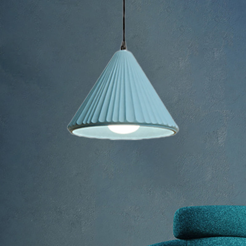 One Light Fluted Cone Pendant Lamp Modern Cement Ceiling Pendant for Office Kitchen Clearhalo 'Ceiling Lights' 'Modern Pendants' 'Modern' 'Pendant Lights' 'Pendants' Lighting' 236784