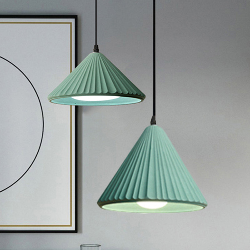 One Light Fluted Cone Pendant Lamp Modern Cement Ceiling Pendant for Office Kitchen Green Clearhalo 'Ceiling Lights' 'Modern Pendants' 'Modern' 'Pendant Lights' 'Pendants' Lighting' 236785