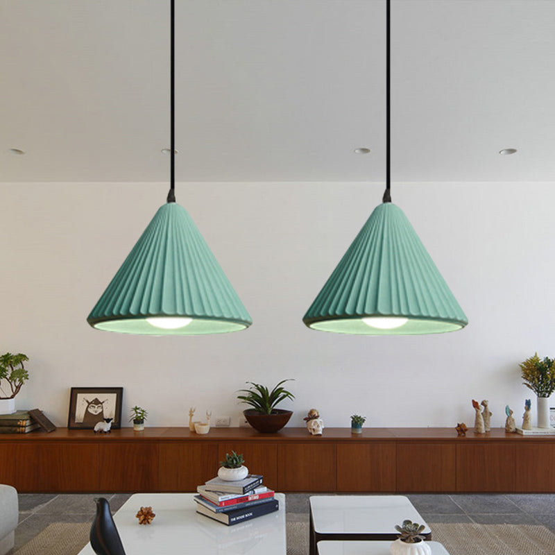 One Light Fluted Cone Pendant Lamp Modern Cement Ceiling Pendant for Office Kitchen Clearhalo 'Ceiling Lights' 'Modern Pendants' 'Modern' 'Pendant Lights' 'Pendants' Lighting' 236786