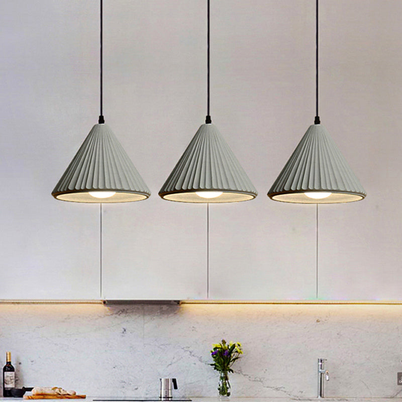 One Light Fluted Cone Pendant Lamp Modern Cement Ceiling Pendant for Office Kitchen Clearhalo 'Ceiling Lights' 'Modern Pendants' 'Modern' 'Pendant Lights' 'Pendants' Lighting' 236787