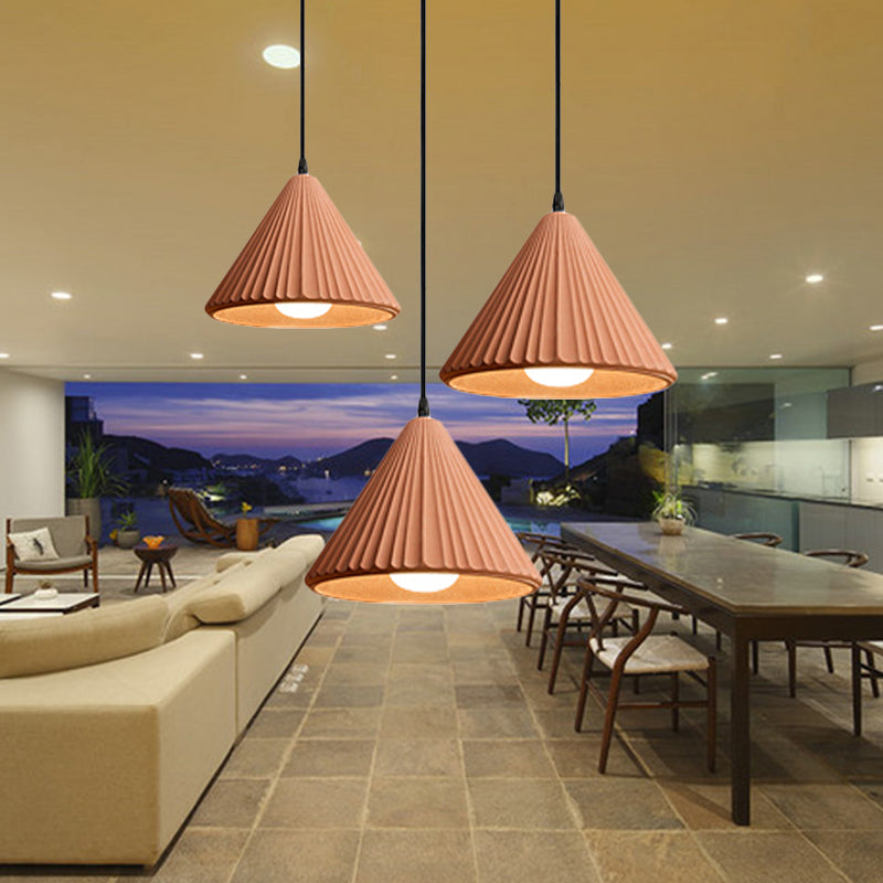 One Light Fluted Cone Pendant Lamp Modern Cement Ceiling Pendant for Office Kitchen Clearhalo 'Ceiling Lights' 'Modern Pendants' 'Modern' 'Pendant Lights' 'Pendants' Lighting' 236790