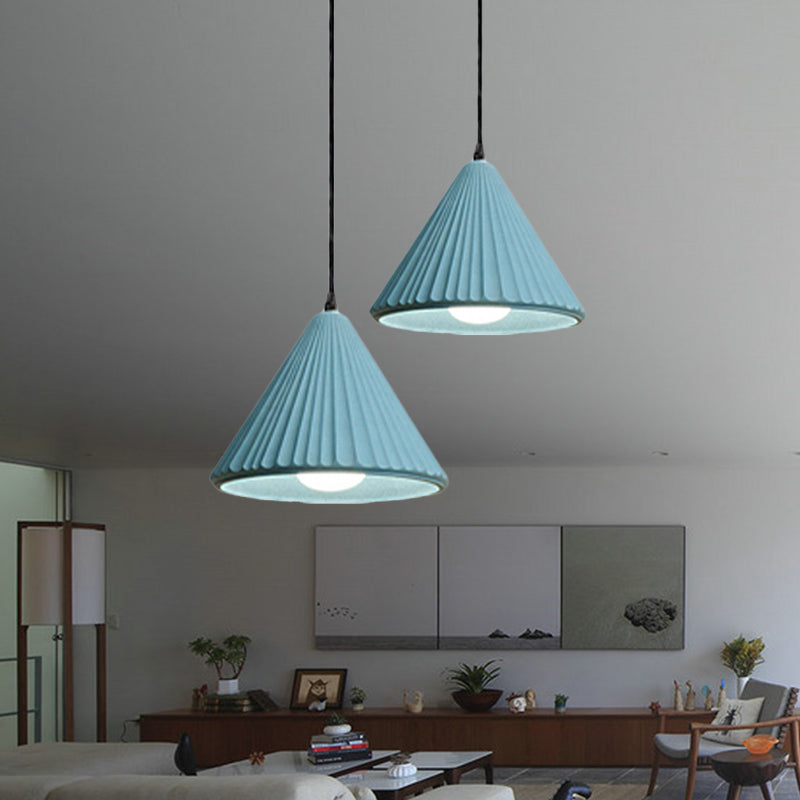 One Light Fluted Cone Pendant Lamp Modern Cement Ceiling Pendant for Office Kitchen Clearhalo 'Ceiling Lights' 'Modern Pendants' 'Modern' 'Pendant Lights' 'Pendants' Lighting' 236792