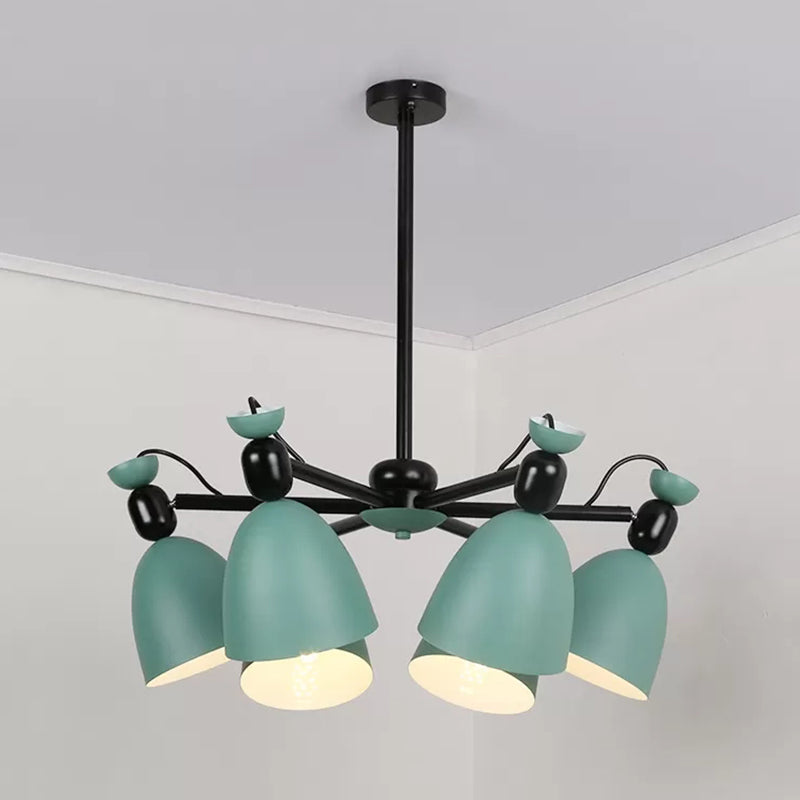 6 Lights Domed Ceiling Pendant Nordic Metal Chandelier for Living Room Kindergarten Clearhalo 'Ceiling Lights' 'Chandeliers' Lighting' options 236798