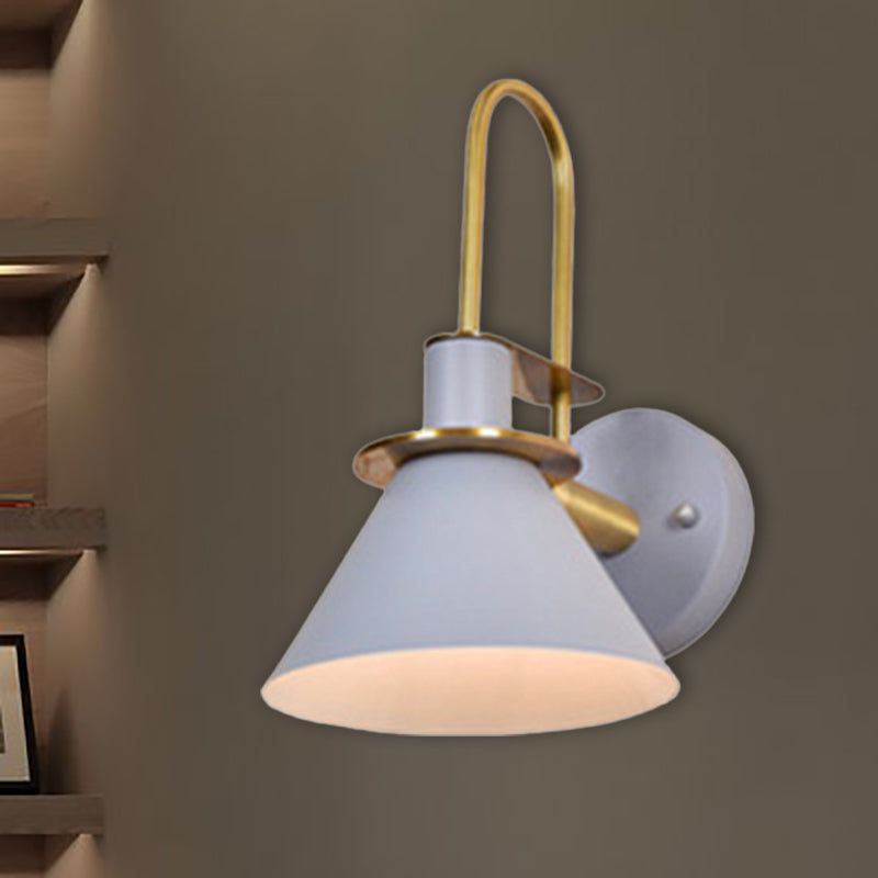 Nordic Pyramid Shade Wall Light Metallic One Light Sconce Light for Study Room Bedroom Clearhalo 'Cast Iron' 'Glass' 'Industrial' 'Modern wall lights' 'Modern' 'Tiffany' 'Traditional wall lights' 'Wall Lamps & Sconces' 'Wall Lights' Lighting' 236808