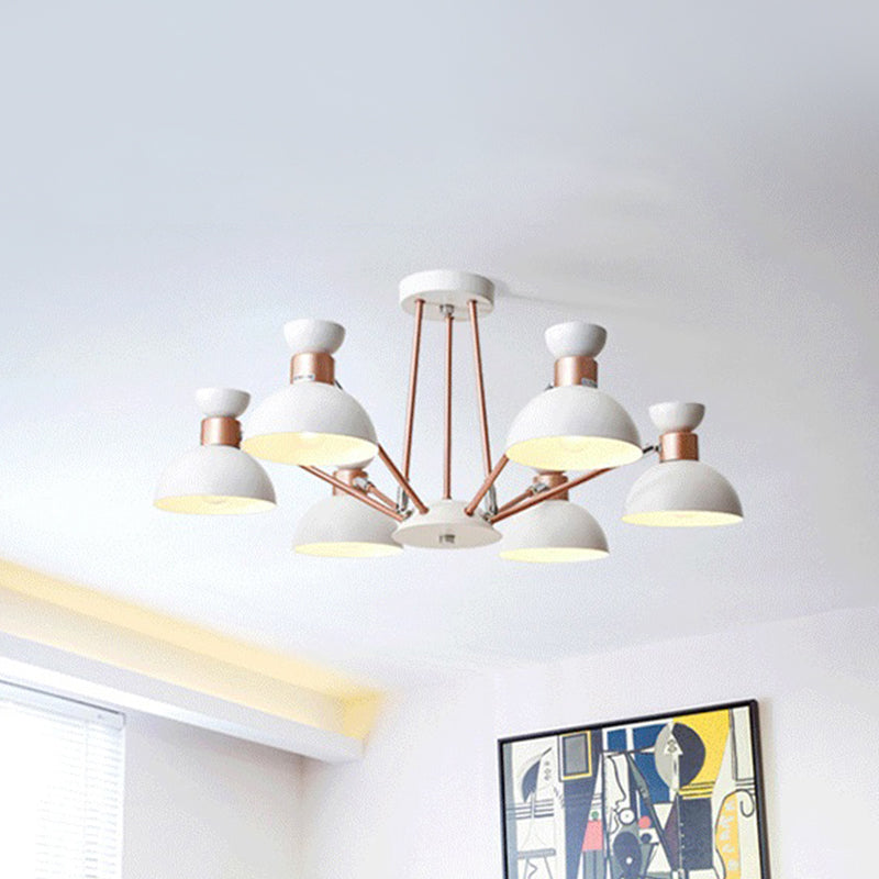 Rotatable Metal Domed Hanging Light Living Room 6 Heads Modern Chandelier Light Gold Clearhalo 'Ceiling Lights' 'Chandeliers' Lighting' options 236809_9b2a41a6-3872-457b-9701-9d752e5490eb