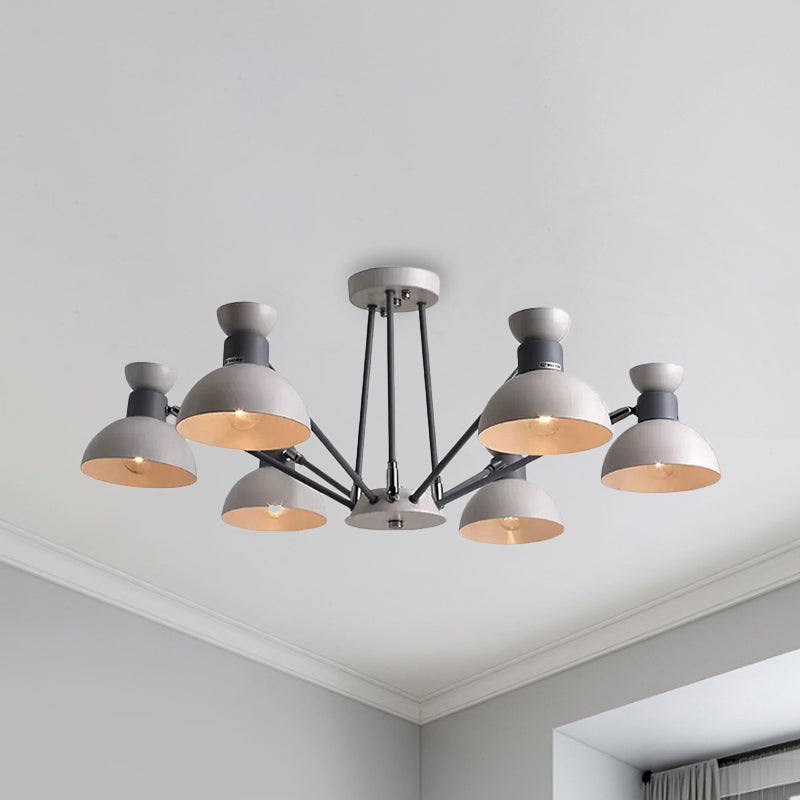 Rotatable Metal Domed Hanging Light Living Room 6 Heads Modern Chandelier Light Grey Clearhalo 'Ceiling Lights' 'Chandeliers' Lighting' options 236810_6e2162a6-e972-4a49-ae26-437ccc1cefcb