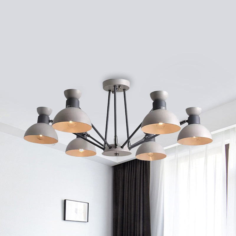 Rotatable Metal Domed Hanging Light Living Room 6 Heads Modern Chandelier Light Clearhalo 'Ceiling Lights' 'Chandeliers' Lighting' options 236811