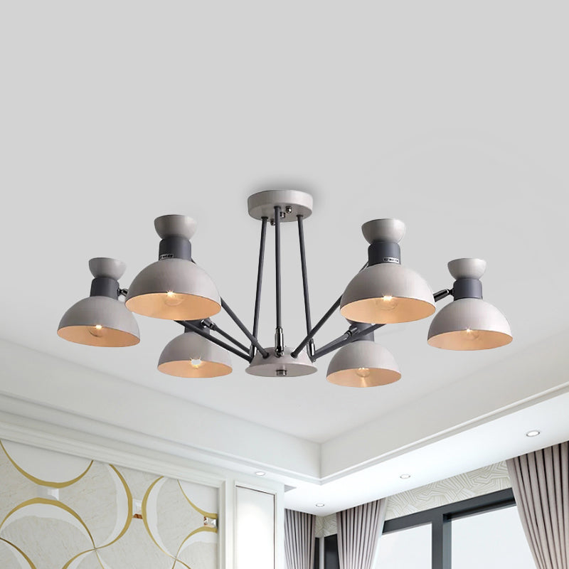 Rotatable Metal Domed Hanging Light Living Room 6 Heads Modern Chandelier Light Clearhalo 'Ceiling Lights' 'Chandeliers' Lighting' options 236813