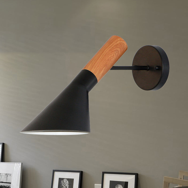 Nordic Style Monochrome Wall Light Single Bulb Metallic Sconce Light for Showroom Gallery Black Clearhalo 'Cast Iron' 'Glass' 'Industrial' 'Modern wall lights' 'Modern' 'Tiffany' 'Traditional wall lights' 'Wall Lamps & Sconces' 'Wall Lights' Lighting' 236814