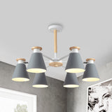 Rotatable Cone Living Room Chandelier Metal 6 Lights Macaron Loft Hanging Light Clearhalo 'Ceiling Lights' 'Chandeliers' Lighting' options 236833