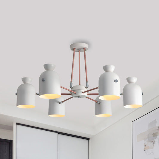 Rotatable Metal Cup Chandelier 6 Lights Macaron Style Hanging Light for Child Bedroom Clearhalo 'Ceiling Lights' 'Chandeliers' Lighting' options 236841