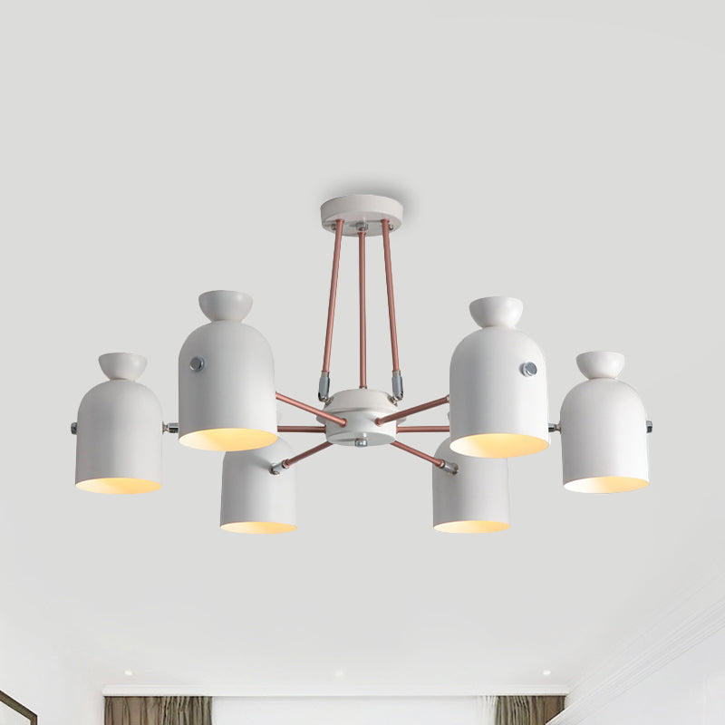 Rotatable Metal Cup Chandelier 6 Lights Macaron Style Hanging Light for Child Bedroom Clearhalo 'Ceiling Lights' 'Chandeliers' Lighting' options 236842