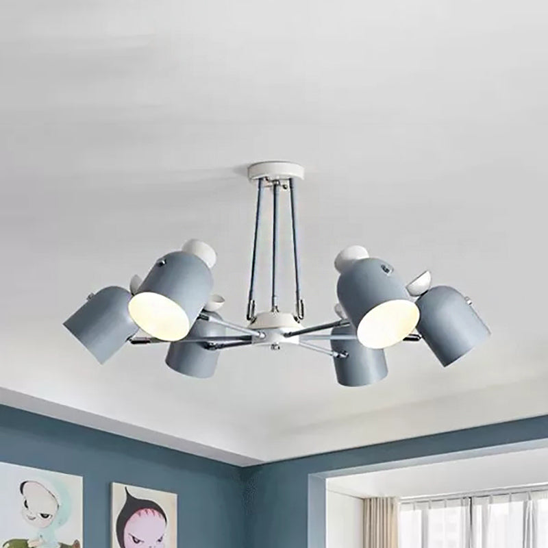 Rotatable Metal Cup Chandelier 6 Lights Macaron Style Hanging Light for Child Bedroom Clearhalo 'Ceiling Lights' 'Chandeliers' Lighting' options 236844