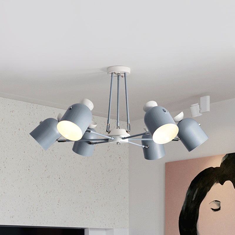 Rotatable Metal Cup Chandelier 6 Lights Macaron Style Hanging Light for Child Bedroom Clearhalo 'Ceiling Lights' 'Chandeliers' Lighting' options 236845