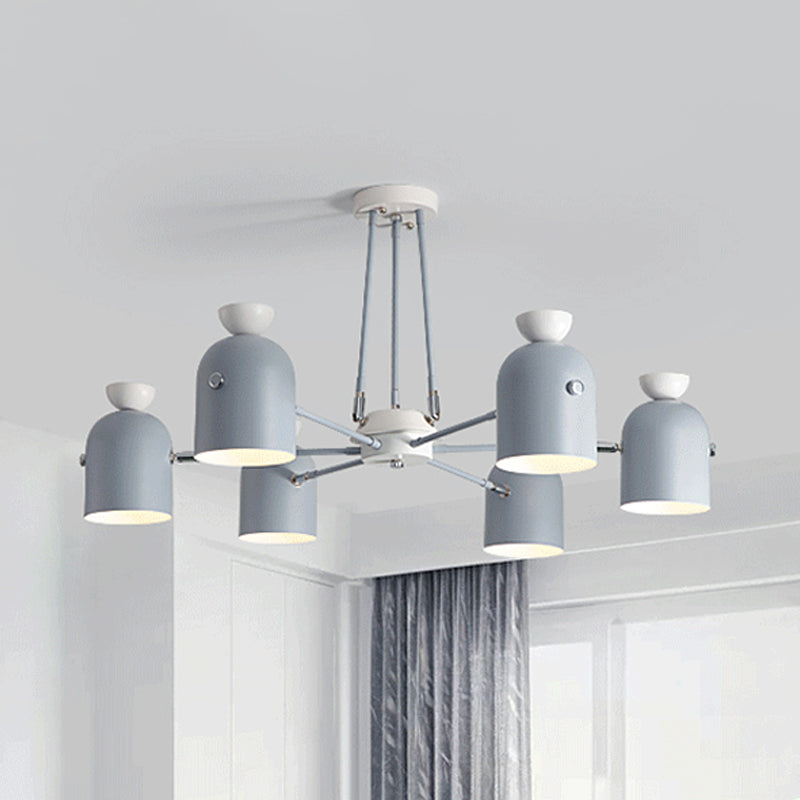 Rotatable Metal Cup Chandelier 6 Lights Macaron Style Hanging Light for Child Bedroom Clearhalo 'Ceiling Lights' 'Chandeliers' Lighting' options 236846