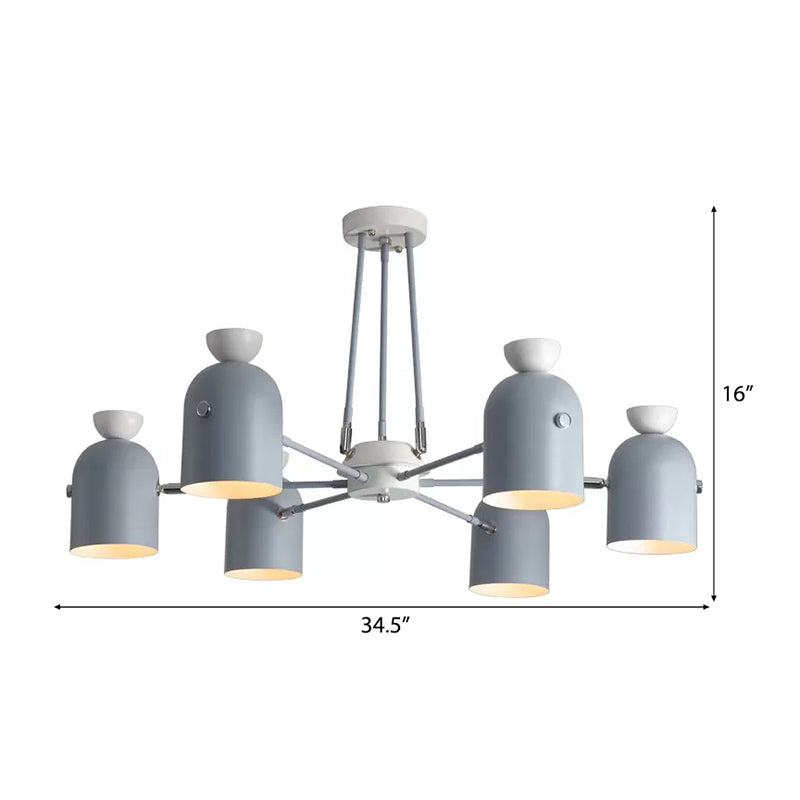 Rotatable Metal Cup Chandelier 6 Lights Macaron Style Hanging Light for Child Bedroom Clearhalo 'Ceiling Lights' 'Chandeliers' Lighting' options 236848